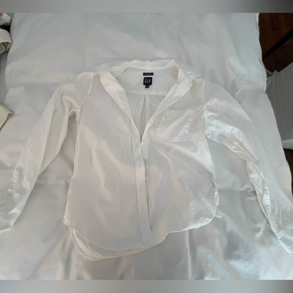 GAP White Perfect Superfine Poplin Shirt button down